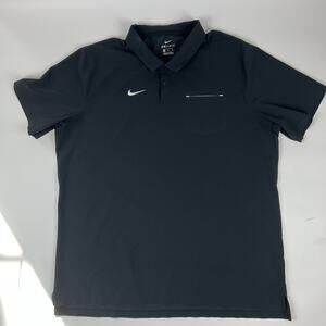Nike Dry Dri-Fit Polo Shirt Mens XXL Stay Cool Black Front Pocket Slit